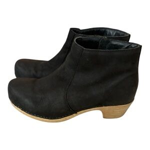 Dansko Black Leather Maria Ankle Boot-38